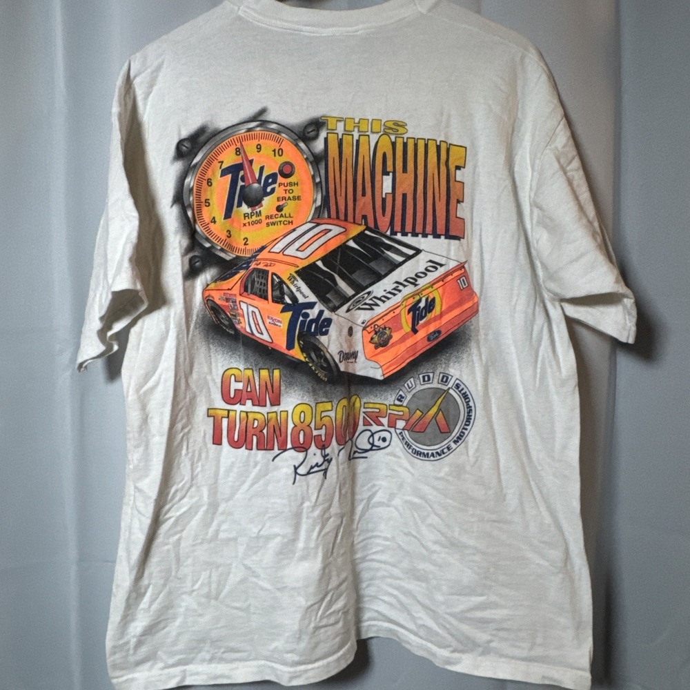 VTG 90s Autographed Ricky Rudd #10 Tide Racing Tee Mens XL NASCAR‎ * Read* - Picture 14 of 16